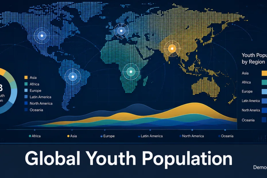 Global youth population map showing 1.3 billion young people living across different regions in 2026.