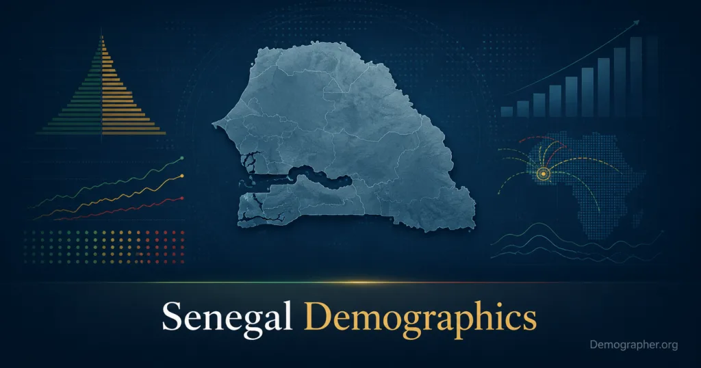 Senegal demographics displayed through a detailed analysis of population growth, age structure, fertility rates, and urbanization patterns.
